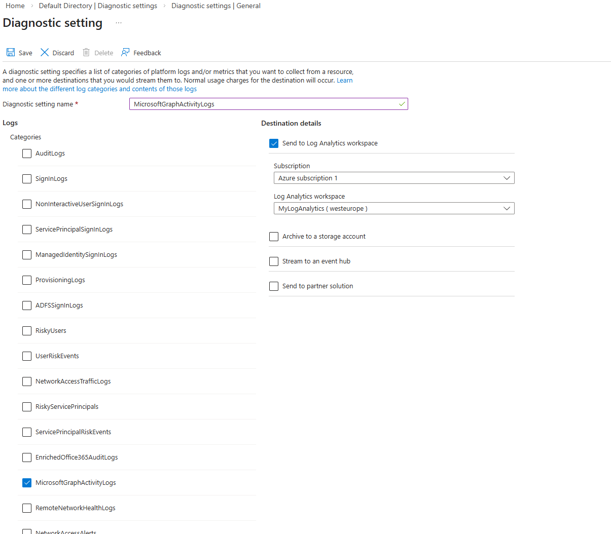 Setup Entra diagnostic 3